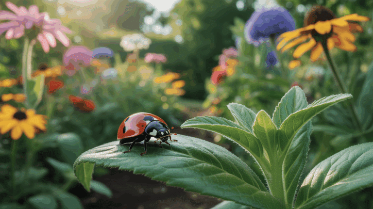 jardin fleuri coccinelle