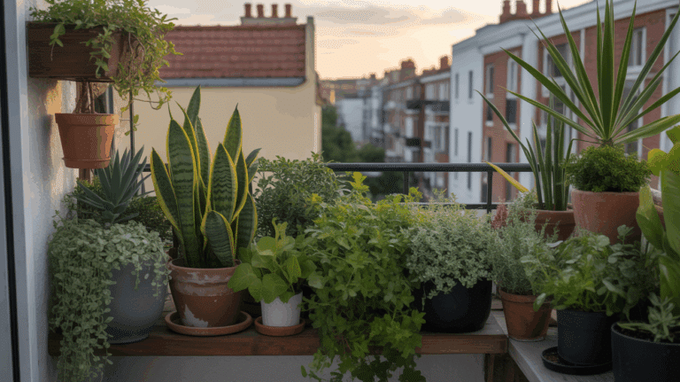 lush plantes balcon urbain