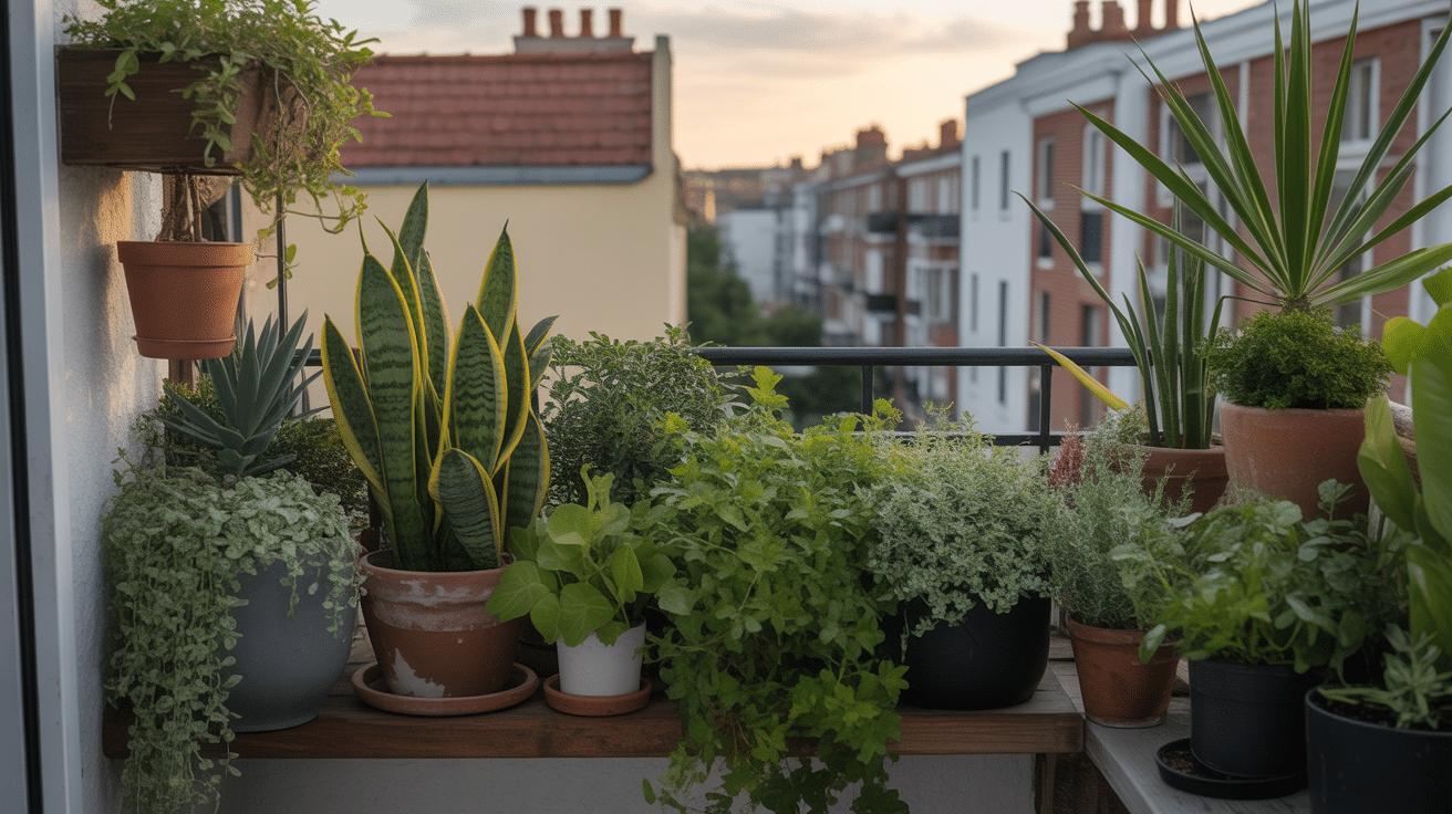 lush plantes balcon urbain